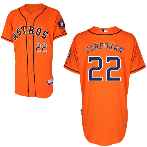 Carlos Corporan #22 Youth Baseball Jersey-Houston Astros Authentic Alternate Orange Cool Base MLB Jersey
